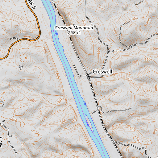 OpenTopoMap map of Cat Creek, AR