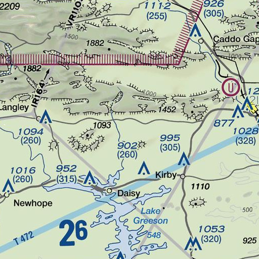 FAA VFR chart of Cowlick Branch, AR