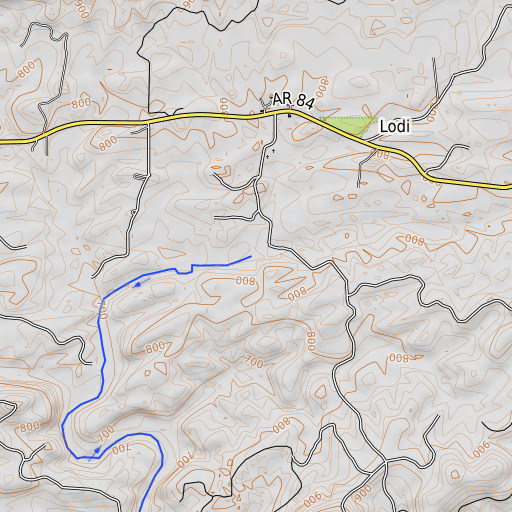 OpenTopoMap map of Cowlick Branch, AR