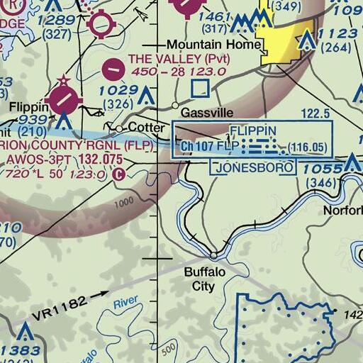 FAA VFR chart of Crooked Creek, AR