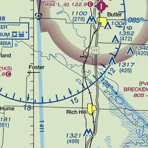 FAA VFR chart of Big Shoe Bend, MO