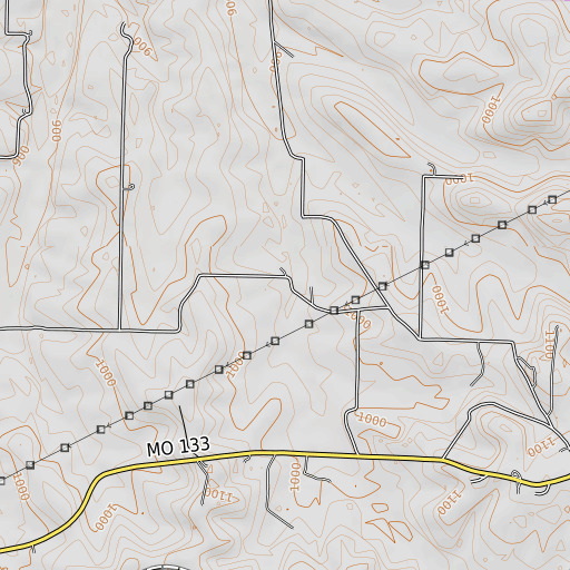OpenTopoMap map of Brown School, MO