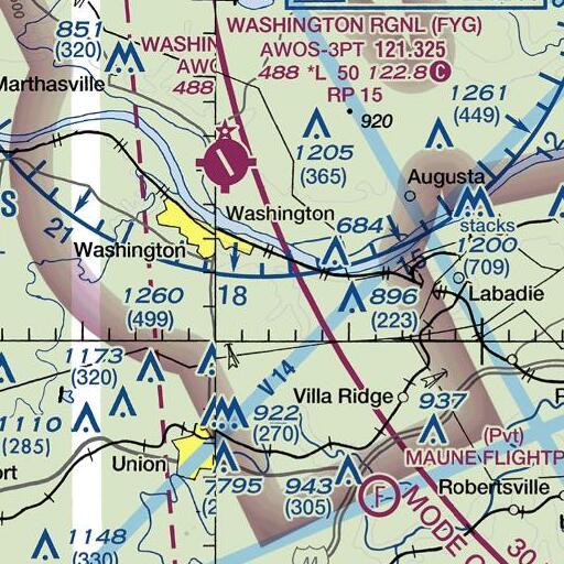 FAA VFR chart of Browns Branch, MO