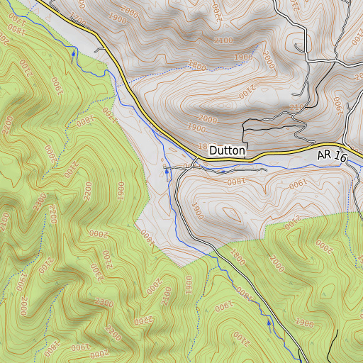 OpenTopoMap map of Dutton Cemetery, AR