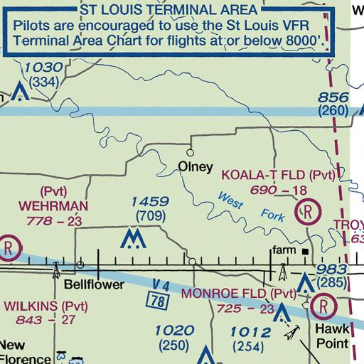FAA VFR chart of Brush Creek, MO