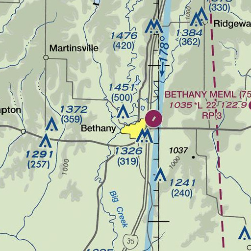 FAA VFR chart of Buck Branch, MO