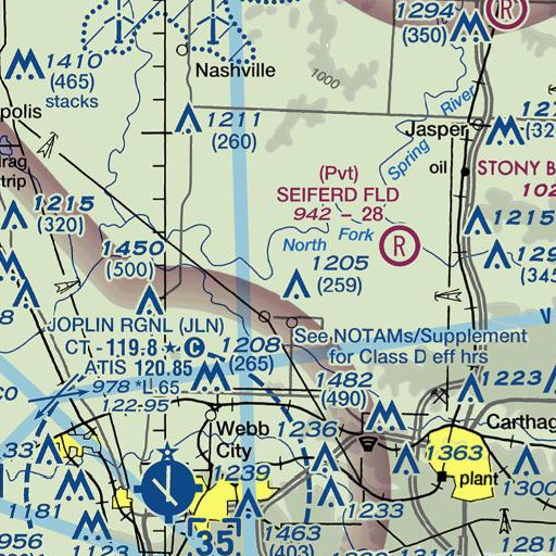 FAA VFR chart of Buck Branch, MO