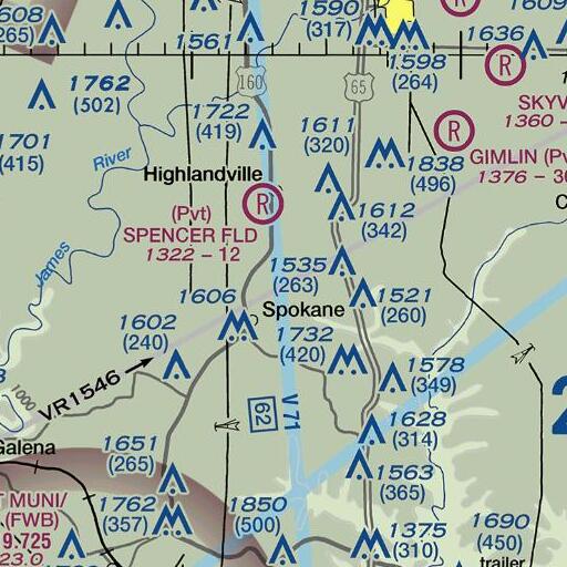 FAA VFR chart of Bud Spring, MO