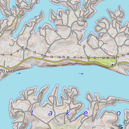 OpenTopoMap map of Carrot Bluff, MO