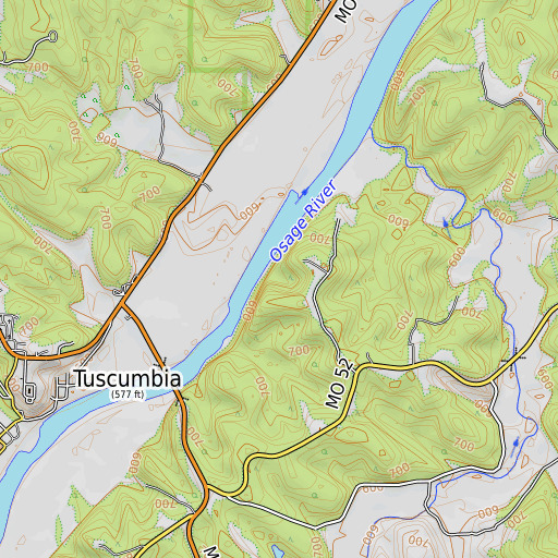OpenTopoMap map of Cedar Bluffs, MO