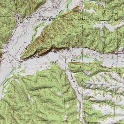 USGS 24K topo map of Charleton Hollow, MO