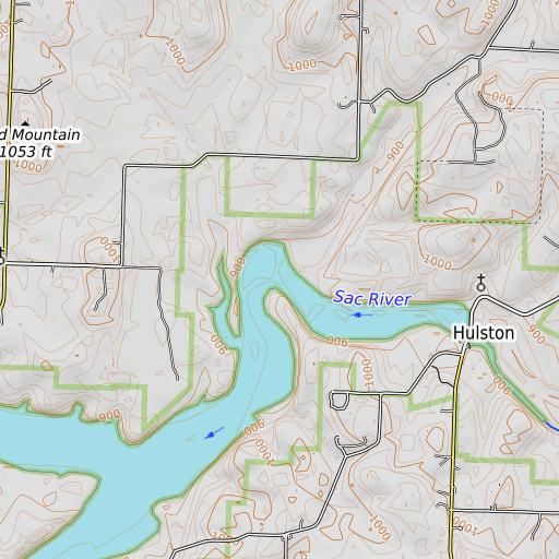 OpenTopoMap map of Corry Branch, MO