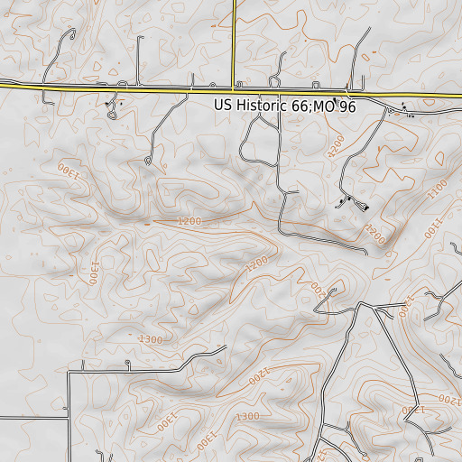 OpenTopoMap map of Cove Spring, MO