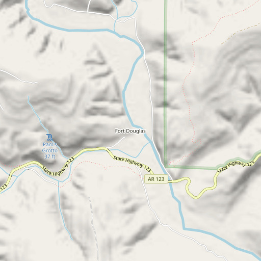 OpenStreetMap map of Fort Douglas, AR
