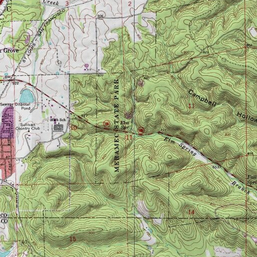 USGS 24K topo map of Elm Spring, MO