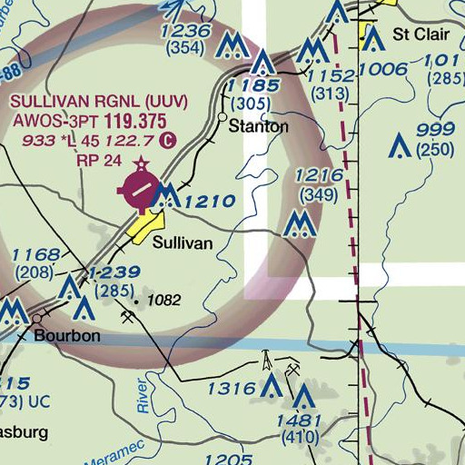 FAA VFR chart of Elm Spring Branch, MO