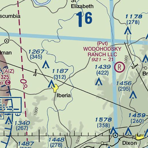 FAA VFR chart of Elm Springs Branch, MO