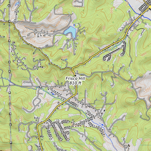 OpenTopoMap map of Frisco Hill, MO