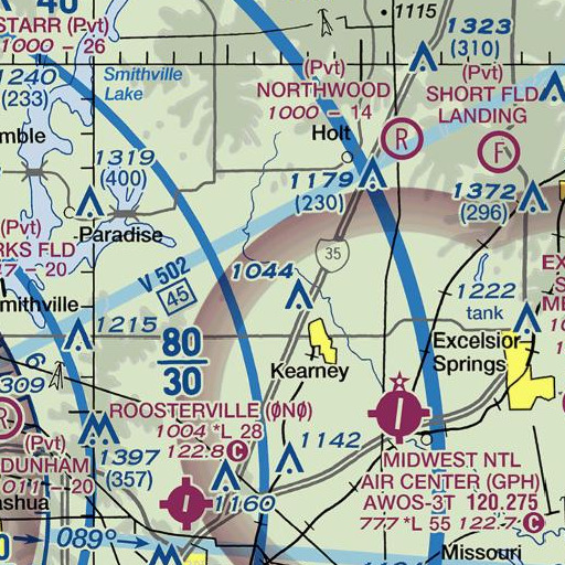 FAA VFR chart of Gilmore Branch, MO