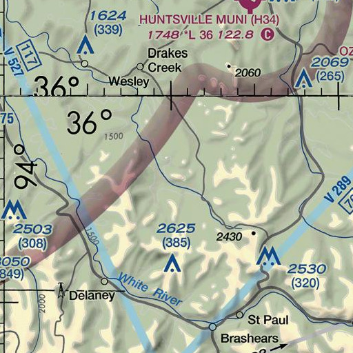FAA VFR chart of Grose Mountain, AR