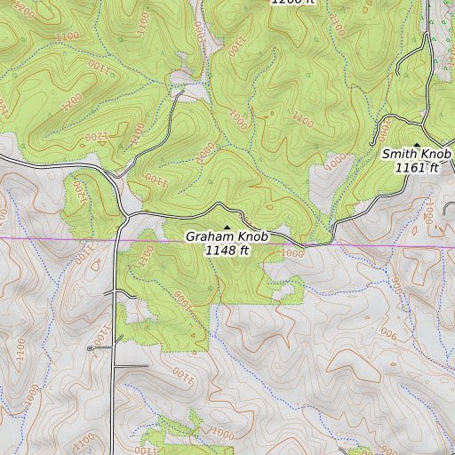 OpenTopoMap map of Graham Knob, MO