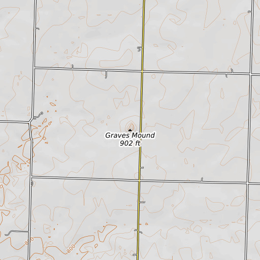 OpenTopoMap map of Graves Mound, MO