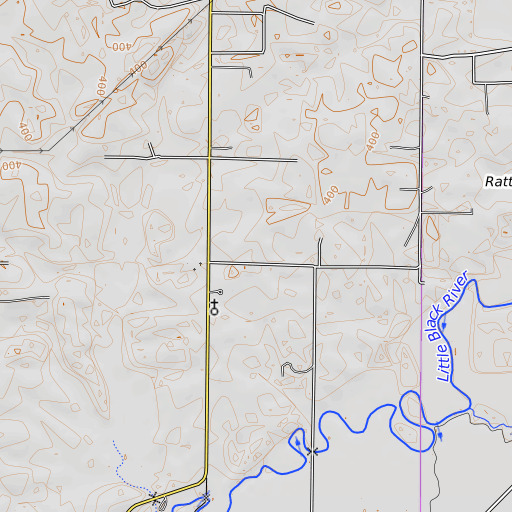 OpenTopoMap map of Gum School, MO