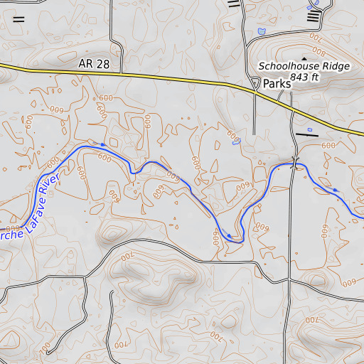 OpenTopoMap map of Haney Creek, AR