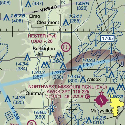 FAA VFR chart of Hardesty School, MO