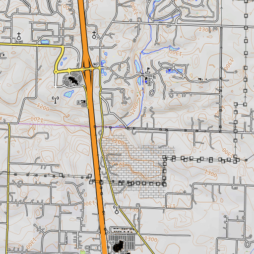 OpenTopoMap map of Hunt Branch, MO