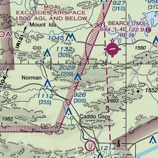 FAA VFR chart of High Peak, AR