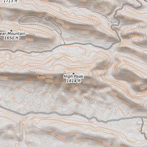 OpenTopoMap map of High Peak, AR