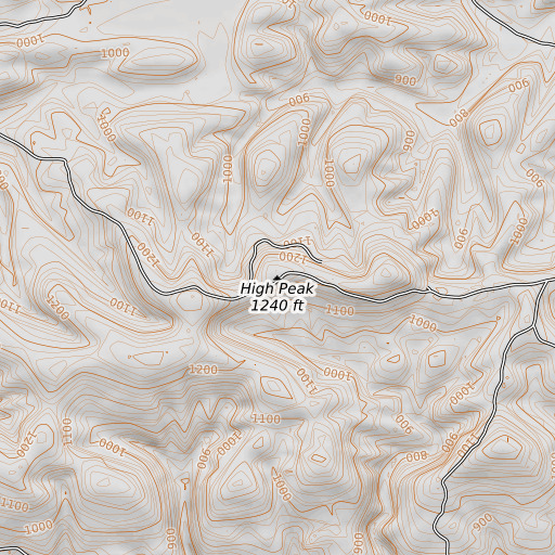 OpenTopoMap map of High Peak, AR