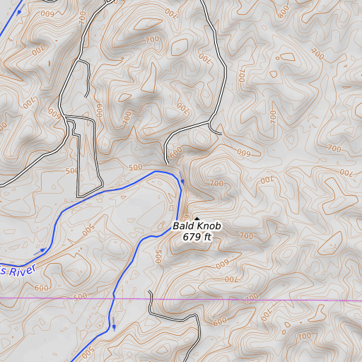 OpenTopoMap map of Huzzah Creek, MO