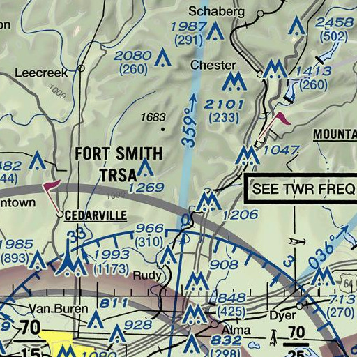 FAA VFR chart of High Rock, AR