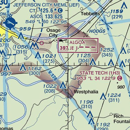 FAA VFR chart of Jaeger Creek, MO