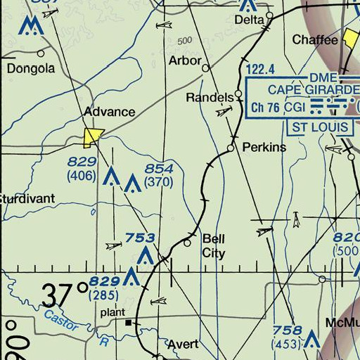 FAA VFR chart of Jenkins Basin, MO
