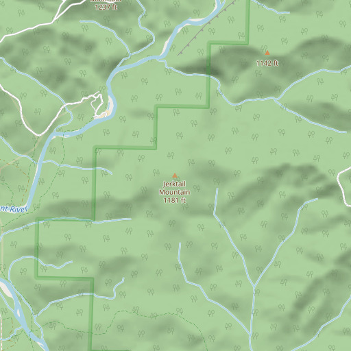 OpenStreetMap map of Jerktail Mountain, MO