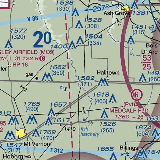 FAA VFR chart of Johnson Creek, MO