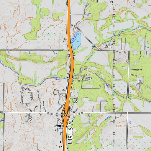 OpenTopoMap map of Jones Creek, MO