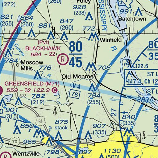 FAA VFR chart of Jordan Branch, MO
