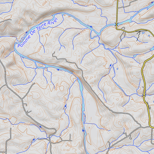 OpenTopoMap map of Jordan Branch, MO