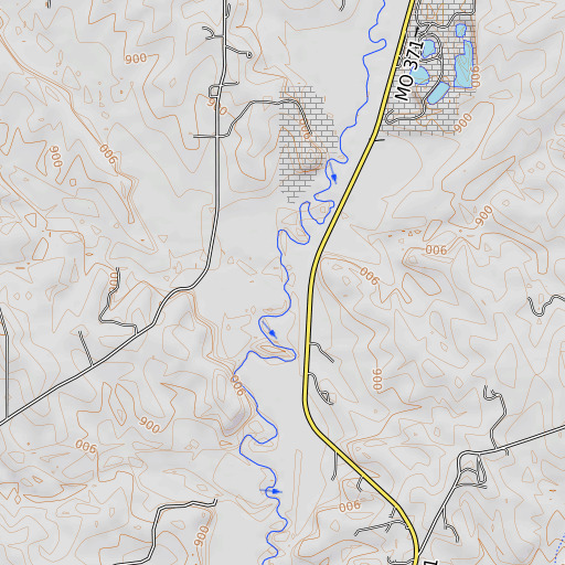 OpenTopoMap map of Jordan Branch, MO