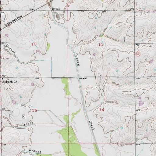 USGS 24K topo map of Judd Branch, MO