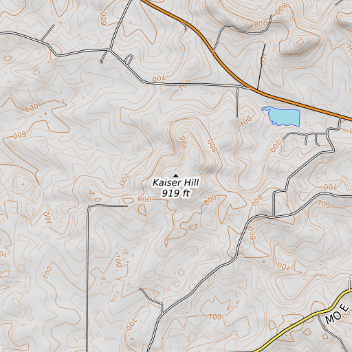 OpenTopoMap map of Kaiser Hill, MO