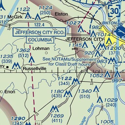 FAA VFR chart of Kautsch Branch, MO
