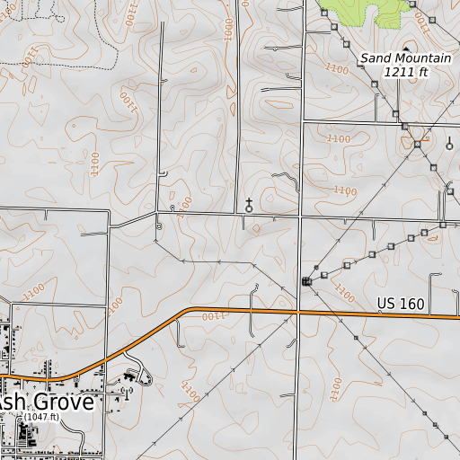 OpenTopoMap map of Kelly Spring, MO