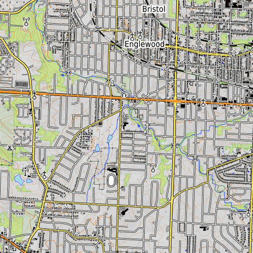 OpenTopoMap map of Korte Elementary School, MO
