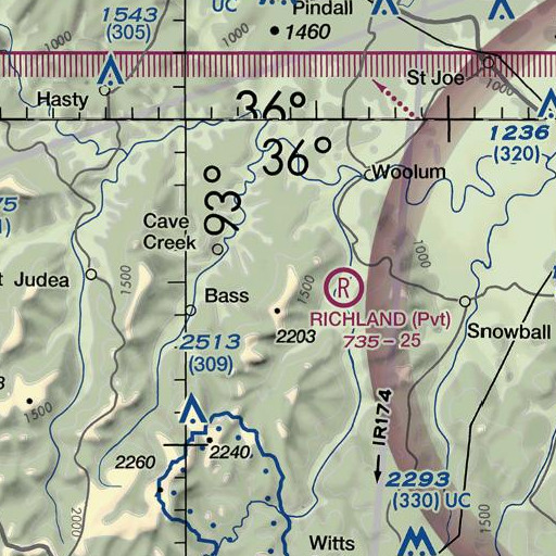 FAA VFR chart of Horn Bench, AR