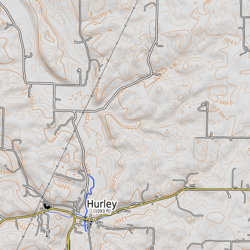 OpenTopoMap map of Lanetown Spring, MO